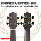 Ibanez UEW12E-BIF Concert Ukulele 4-String w/Preamp Black Ice Flat - Ukulele Concert 4-senar Original Asli