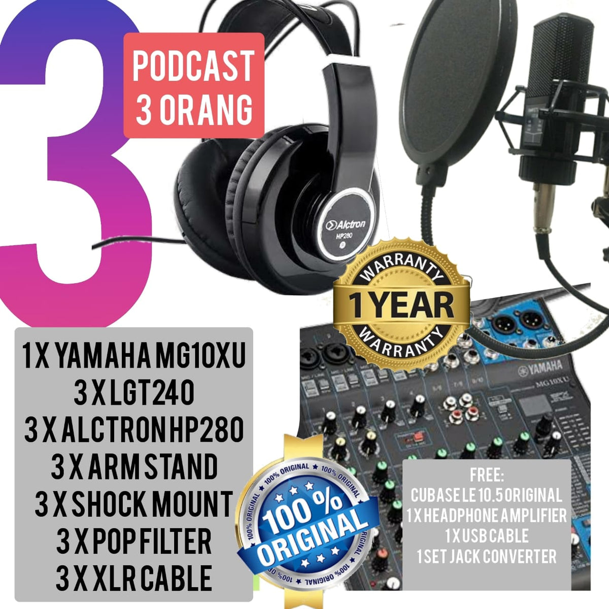 PAKET PODCAST 3 ORANG DENGAN MIC LGT240