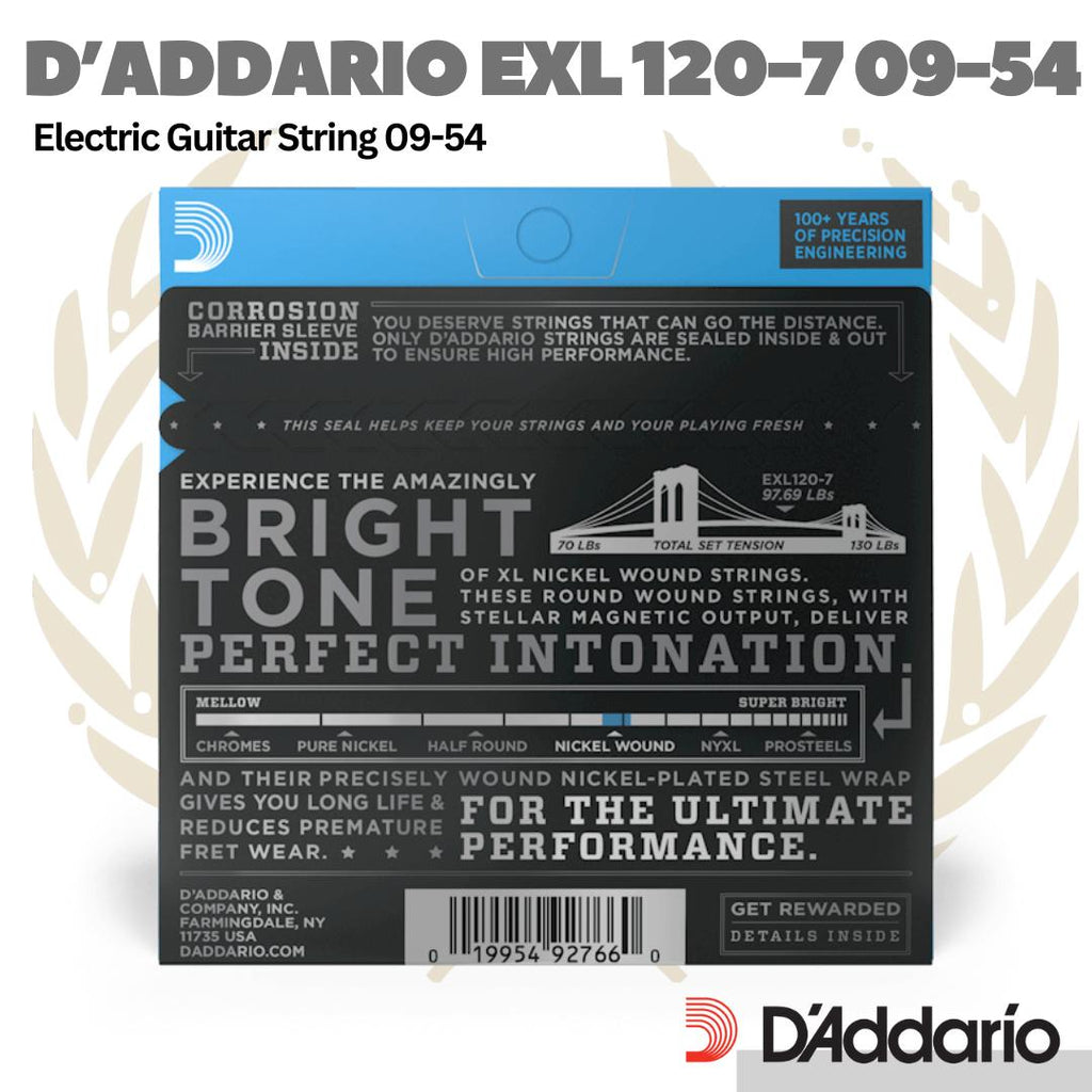 D'addario EXL120-7 09-54 7 String Electric Guitar - Senar Gitar Elektrik