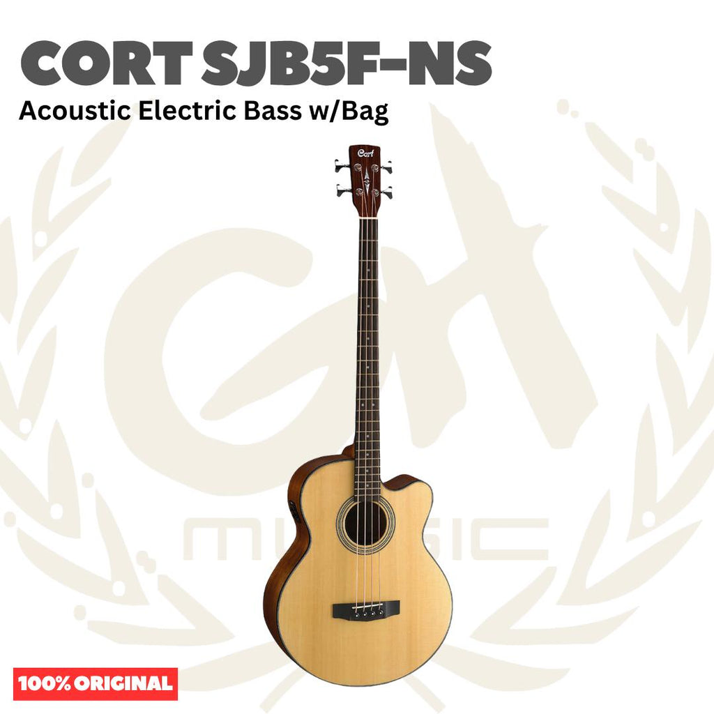 Cort SJB5F-NS Acoustic Electric Bass w/Bag - Bass Akustik dengan Preamp