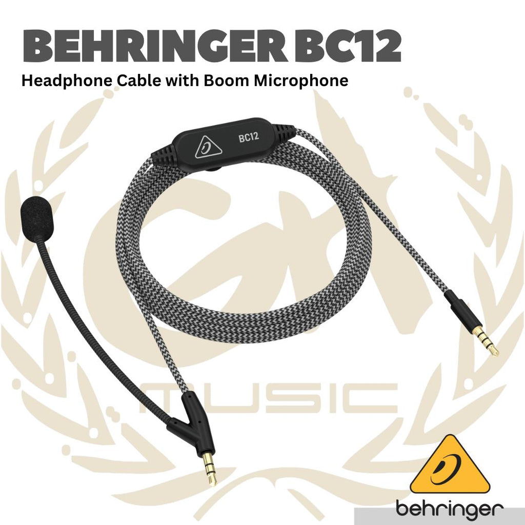 Behringer BC12 Premium Headphone Cable with Boom Microphone and In-Line Control