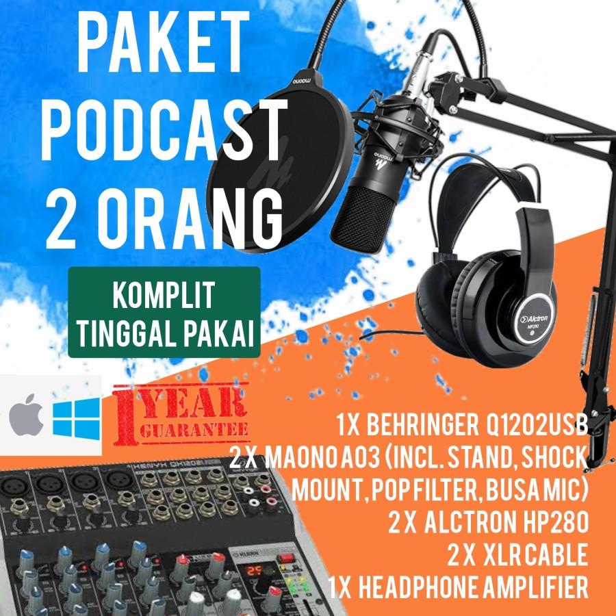 BEHRINGER Q1202USB PLUS MAONO A03, PODCAST 2 ORANG KOMPLIT