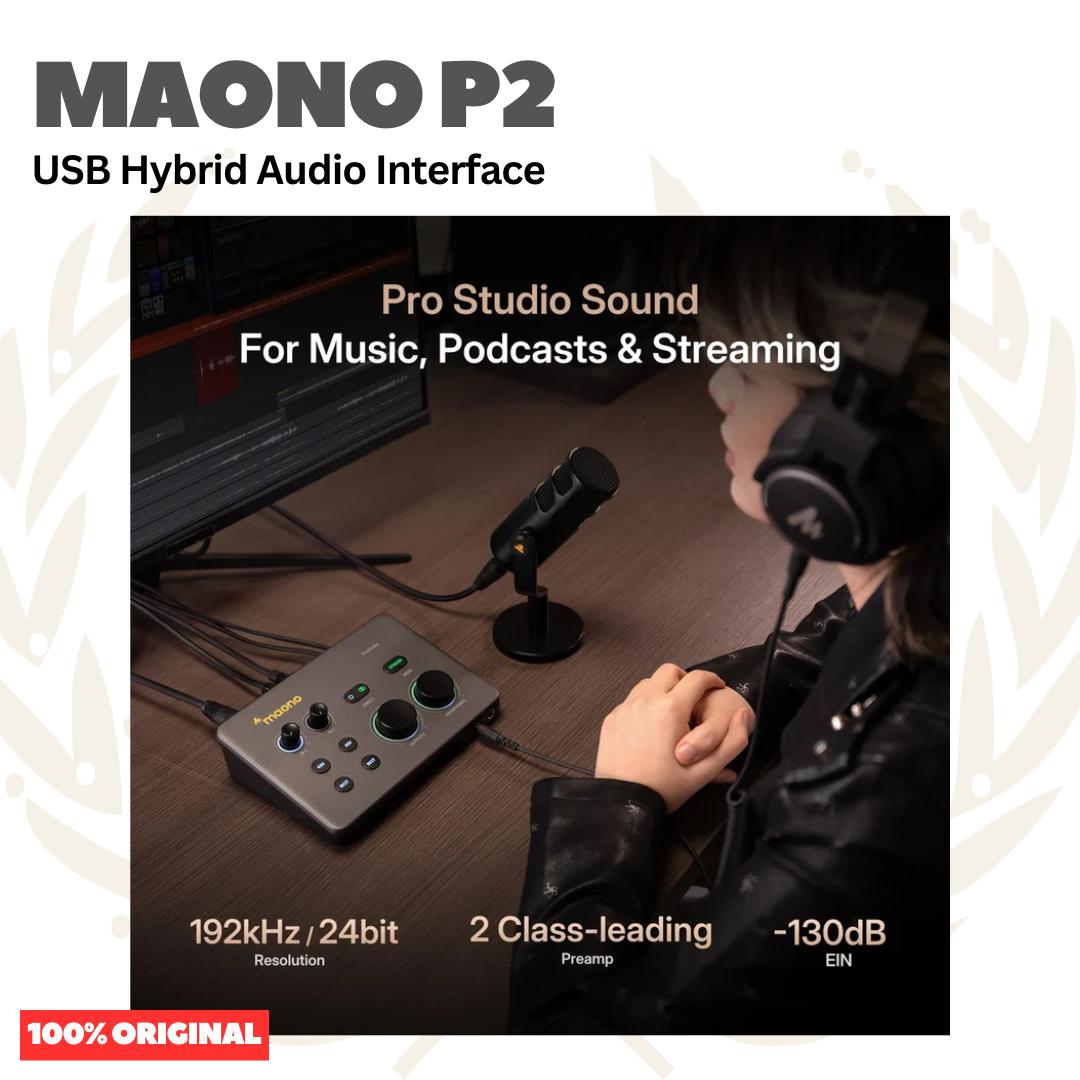 MAONO P2 USB Hybrid Audio Interface For Music Production, Content Creation, Podcasting, Streaming - Soundcard