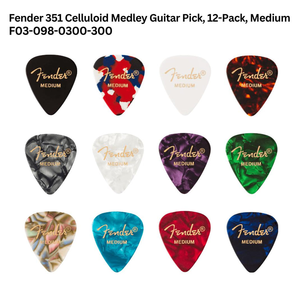 Fender 351 Celluloid Medley Guitar Pick, 12-Pack, - Pick Gitar Bass