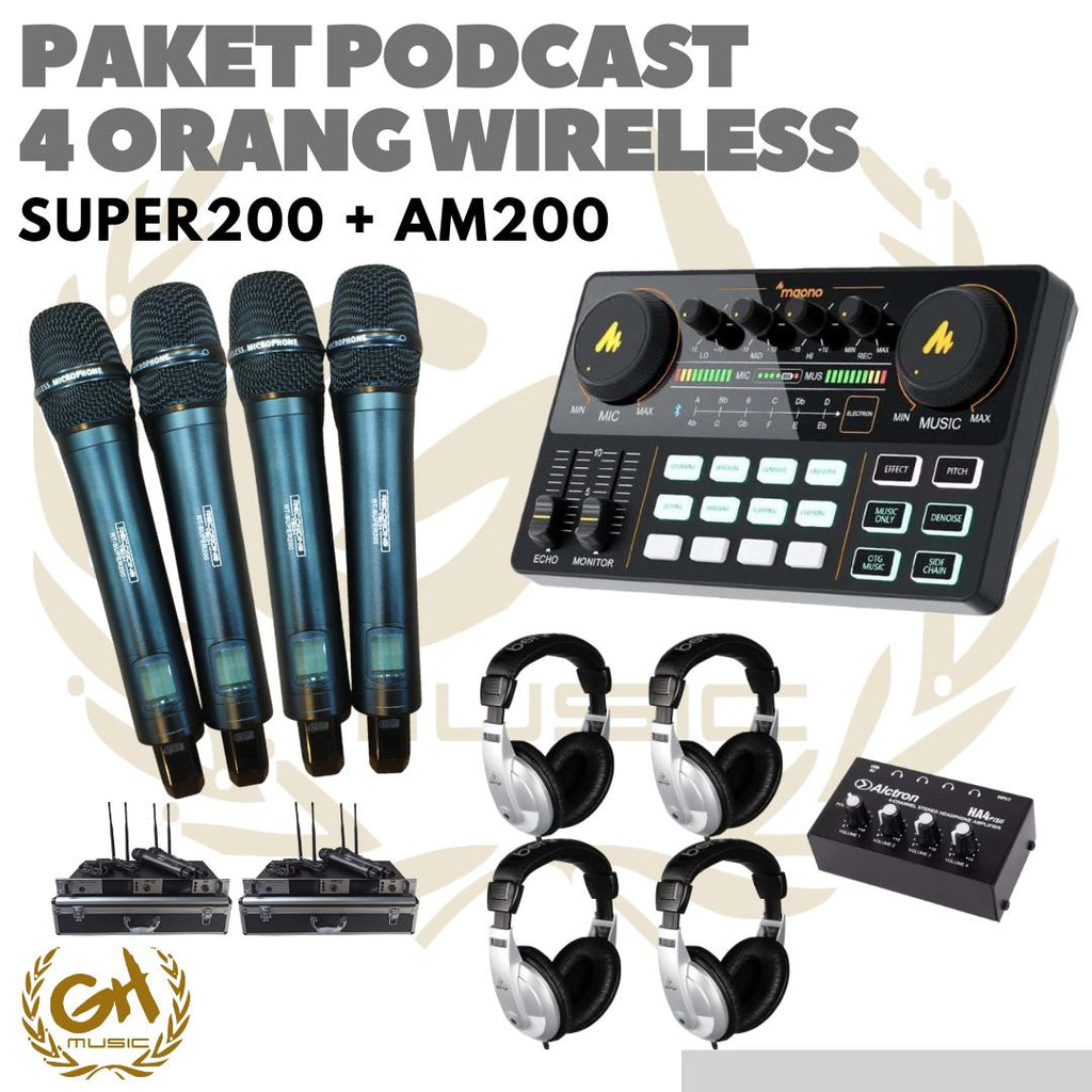 PAKET PODCAST 4 ORANG WIRELESS RT SUPER200 + MAONO AM200