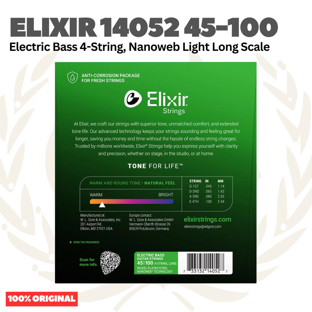Elixir 14052 Nanoweb Light Long Scale Electric Bass Strings 45-100