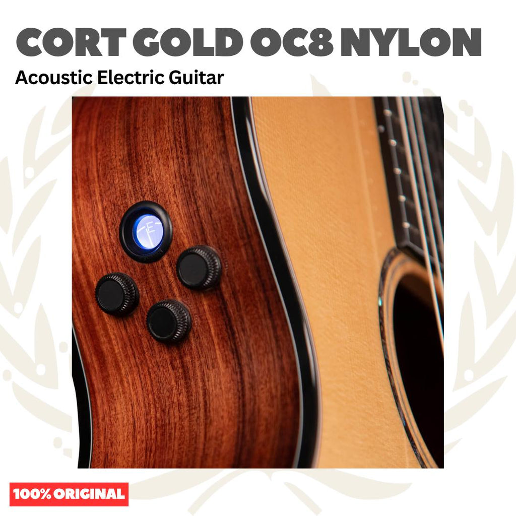 Cort Gold OC8 Nylon Natural Gloss Acoustic Electric Guitar w/Case - Gitar Akustik Elektrik