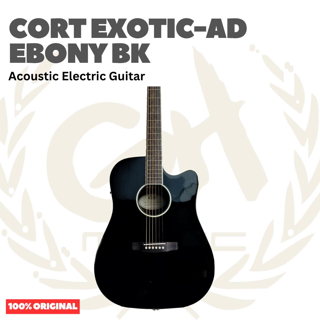 Cort Exotic-AD Ebony BK Acoustic Electric Guitar - Gitar Akustik dengan Preamp