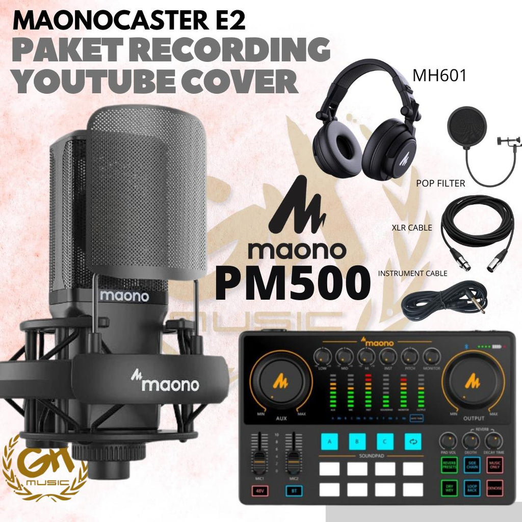PAKET AME2 RECORDING COVER LAGU STREAMING MAONOCASTER E2 + MIC MAONO | Sound card AM-E2