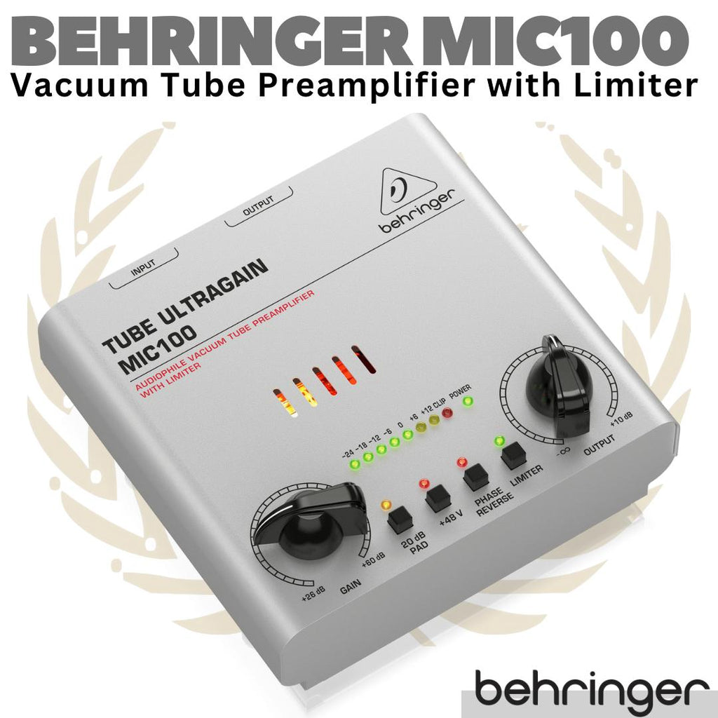 BEHRINGER TUBE ULTRAGAIN MIC100 Vacuum Tube Preamplifier with Limiter