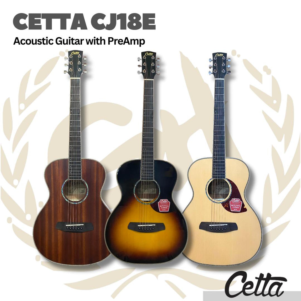 Cetta CJ18E Acoustic Guitar with Pre-Amp - Gitar Akustik Elektrik CJ18E dengan PreAmp
