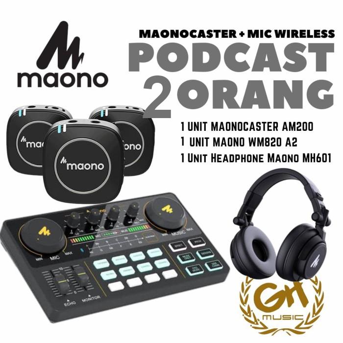 PAKET PODCAST 2 ORANG MAONOCASTER AU AM200 PLUS MIC LAVALIER WIRELESS