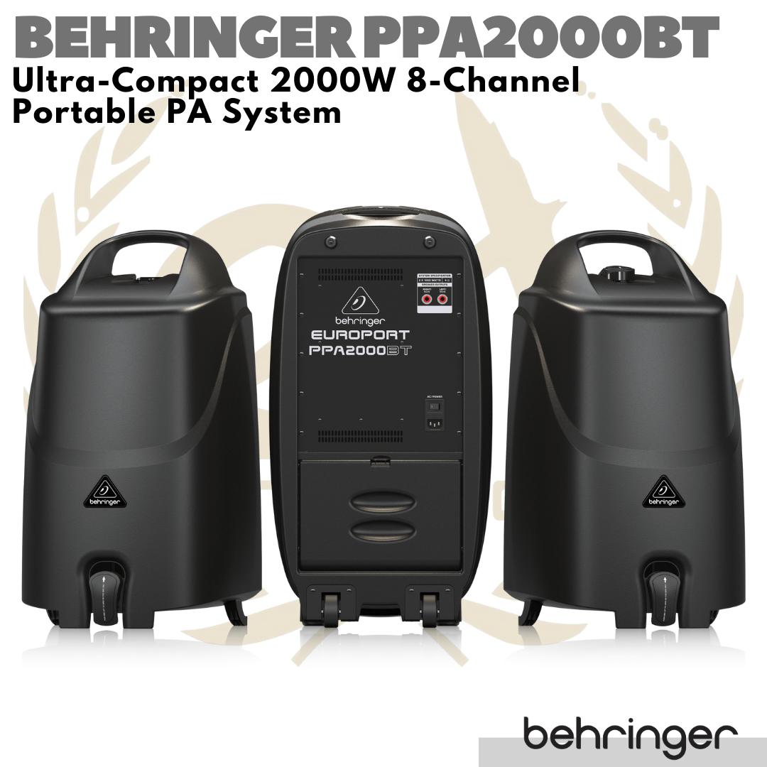BEHRINGER EUROPORT PPA2000BT 2000W 8 Channel Portable PA Speaker Mixer