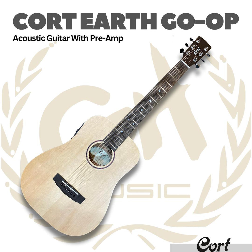 Cort Earth GO Acoustic Electric Guitar with Pre-Amp - Gitar Transkustik TransAcoustic Akustik Elektrik Earth-Go PreAmp Original Asli