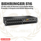 Behringer S16 Digital I/O Stage Box 16-Input 8-Output w/ Remote-Controllable Midas Preamps - Digiral Snake Box S-16