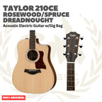Taylor 210CE Rosewood/Spruce Dreadnought Acoustic Guitar w/Gig Bag - Gitar Akustik Elektrik