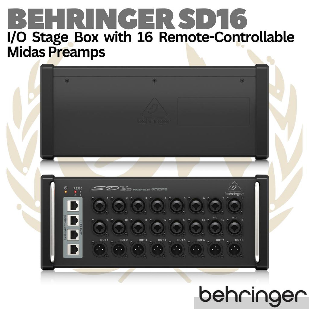 BEHRINGER SD16 Stage Box w/ 16 MIDAS Preamp 8 Outputs | AES50 ULTRANET