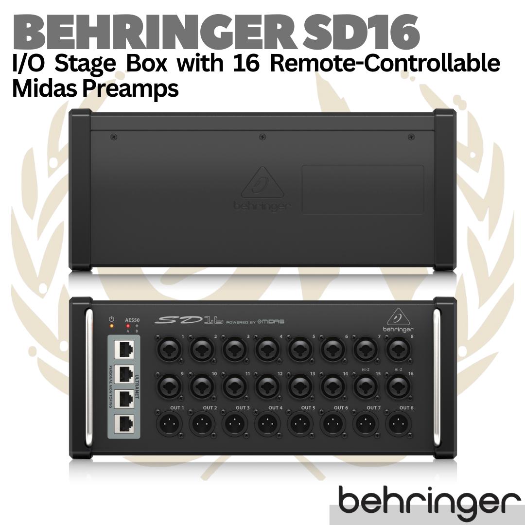 BEHRINGER SD16 Stage Box w/ 16 MIDAS Preamp 8 Outputs | AES50 ULTRANET