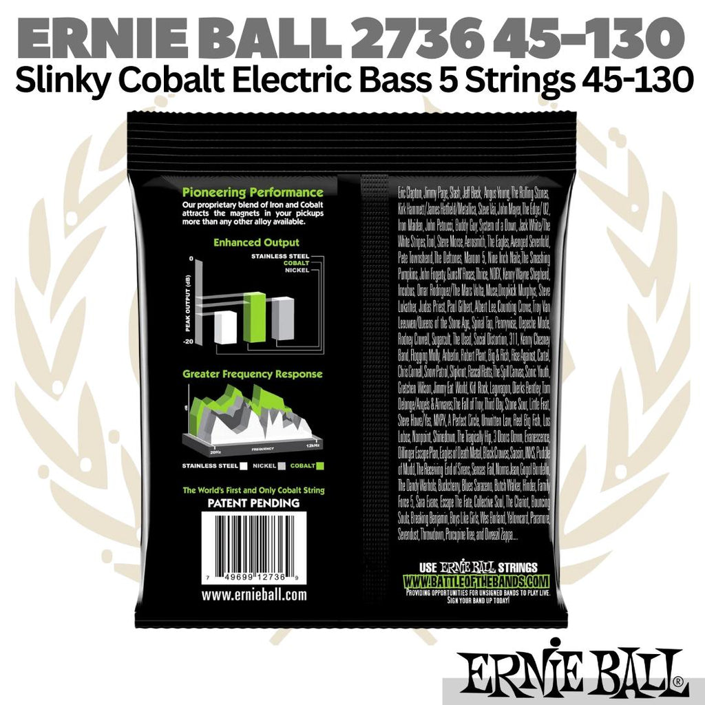 ERNIE BALL 2736 Slinky Cobalt Electric Bass 5 Strings 45-130 | Senar
