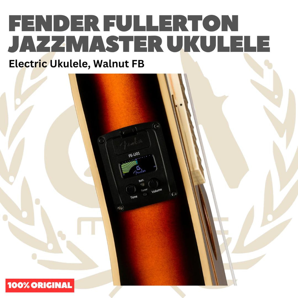 Fender Fullerton Jazzmaster Ukulele - Ukulele Elektrik Body Jazzmaster Mini 4-Senar With Preamp Original Asli