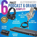 PAKET PODCAST 6 ORANG: BEHRINGER UMC1820, MAONO MH601 KOMPLIT + MIC