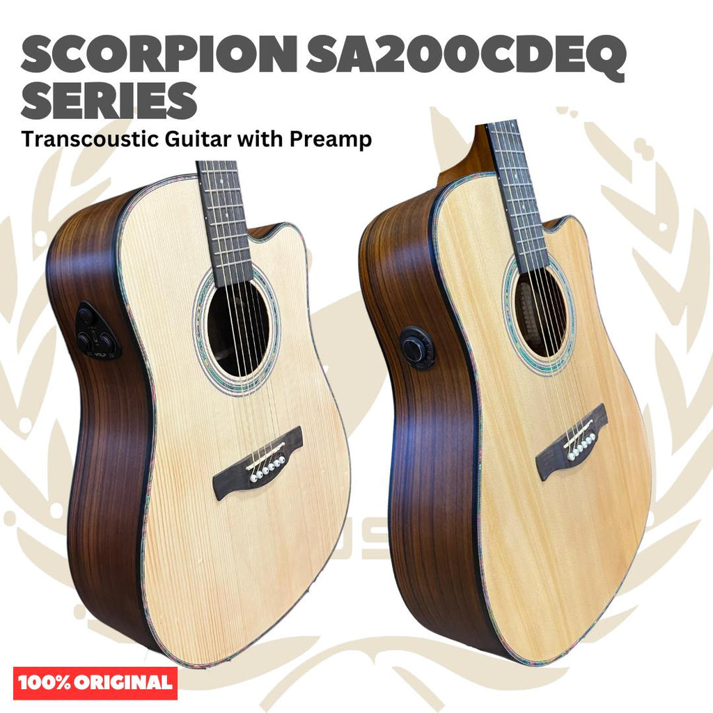 Scorpion SA200CDEQ Series Transcoustic Guitar with Preamp - SA 200 CDEQ Gitar Transkustik dengan Efek dan Preamp Original Asli