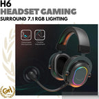 FIFINE H6 USB HEADSET 7.1 SURROUND SOUND, RGB LIGHT HEADPHONE GAMING