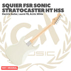 SQUIER FSR Sonic Stratocaster HT HSS Electric Guitar, Laurel FB, Arctic White - Gitar Listrik Elektrik Original