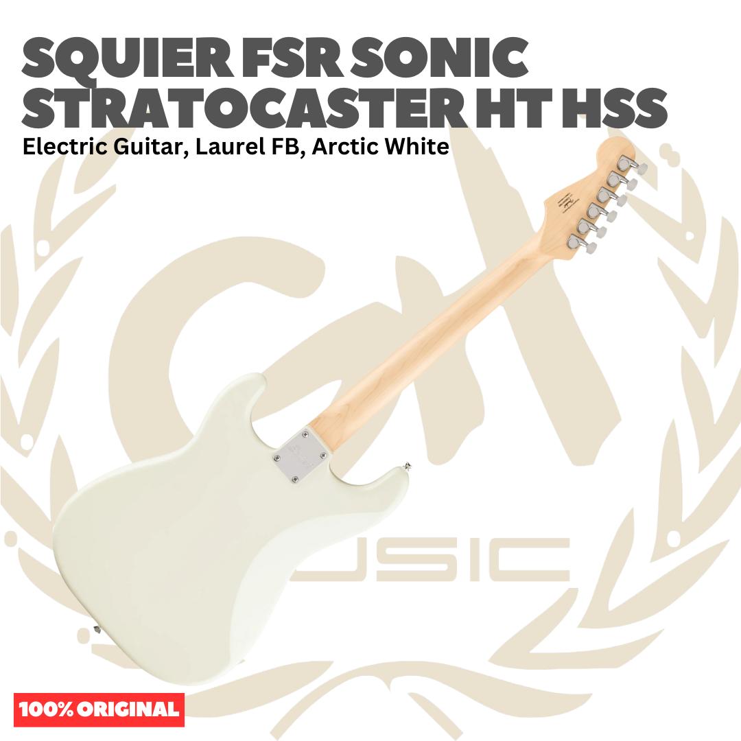 SQUIER FSR Sonic Stratocaster HT HSS Electric Guitar, Laurel FB, Arctic White - Gitar Listrik Elektrik Original