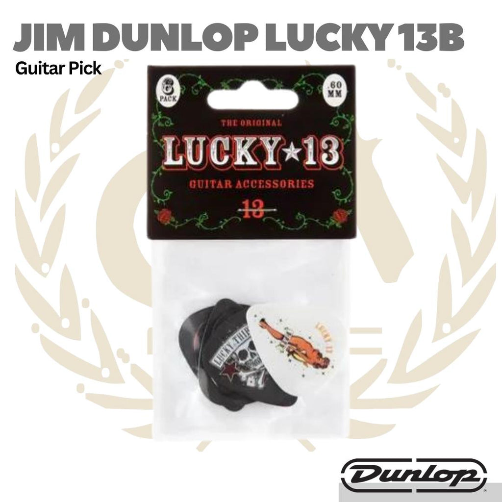 Jim Dunlop Lucky 13B AST Guitar Pick - Pick Gitar Bass Isi 6