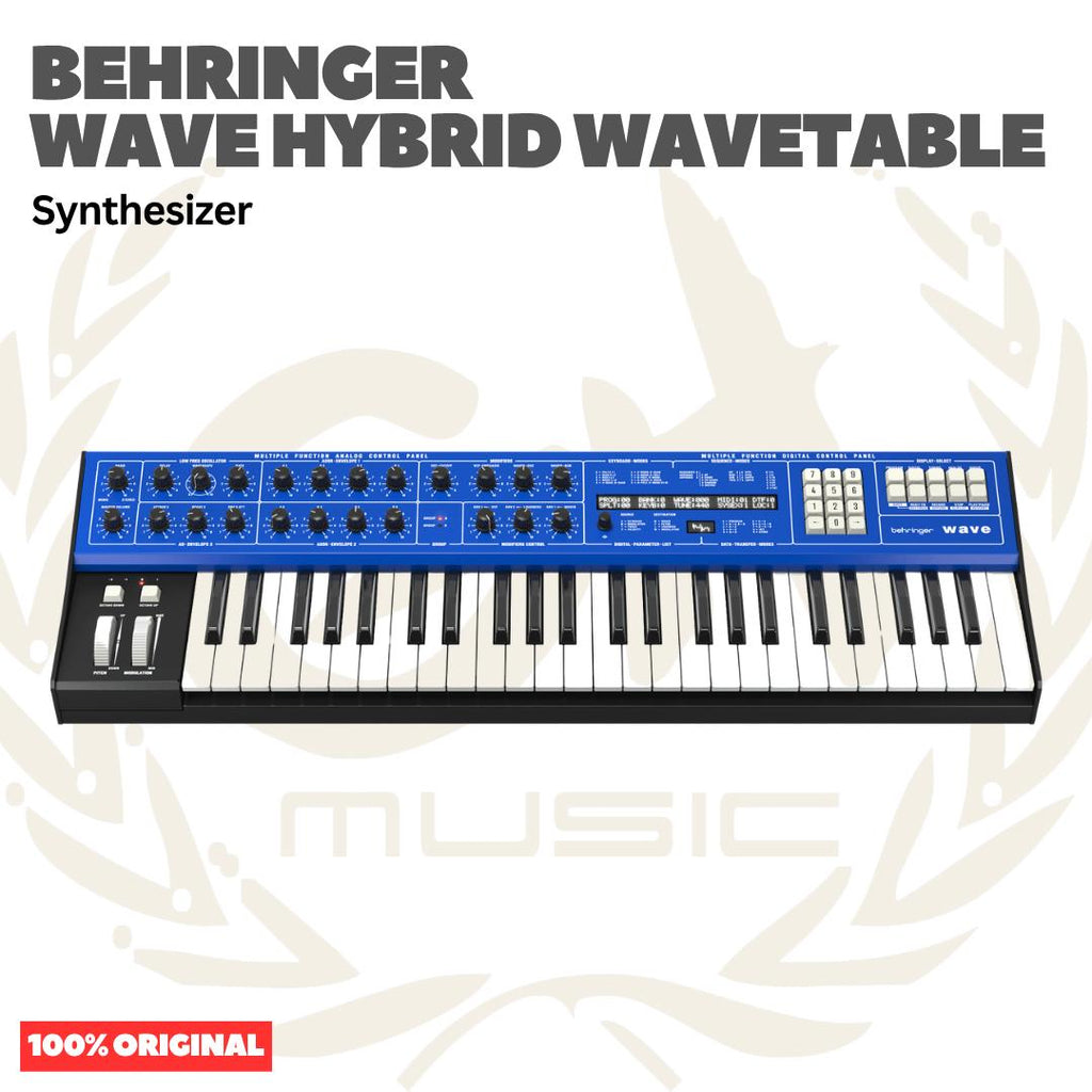 Behringer Wave Legendary 8-Voice Multi-Timbral Hybrid Synthesizer with Wavetable Generators and Analog VCF and VCA, LFO, 3 Envelopes, Arpeggiator and Sequencer - Keyboard Synth