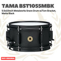 TAMA BST1055MBK 5.5x10inch Metalworks Snare Drum w/Tom Bracket, Matte Black - Senar Drum