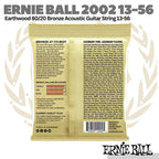 Ernie Ball 2002 Earthwood 80/20 Bronze Acoustic Guitar Strings, 13-56