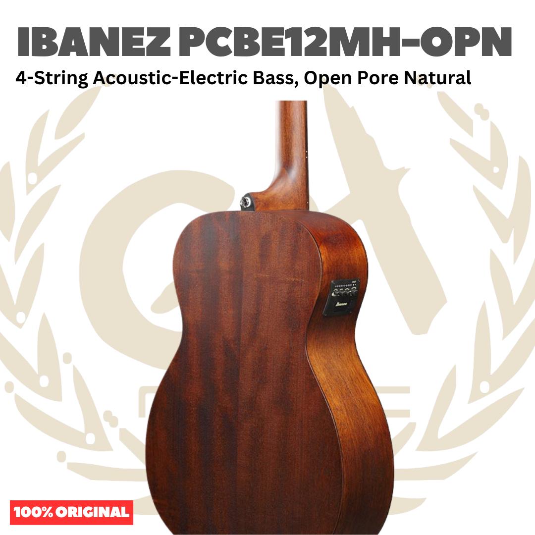 Ibanez PCBE12MH-OPN 4-String Acoustic-Electric Bass, Open Pore Natural - Gitar Bass Akustik Elektrik dengan Preamp