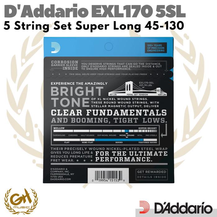 D'ADDARIO EXL170 5SL SENAR BASS | 5 STRING SET SUPER LONG SCALE 45-130