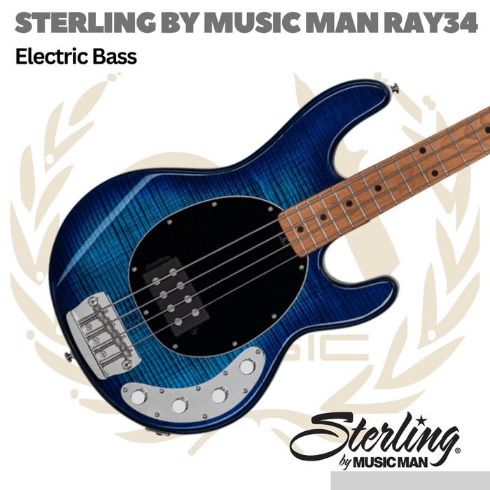 Sterling by Musicman RAY34 Flame Maple Electric Bass - Bass Elektrik