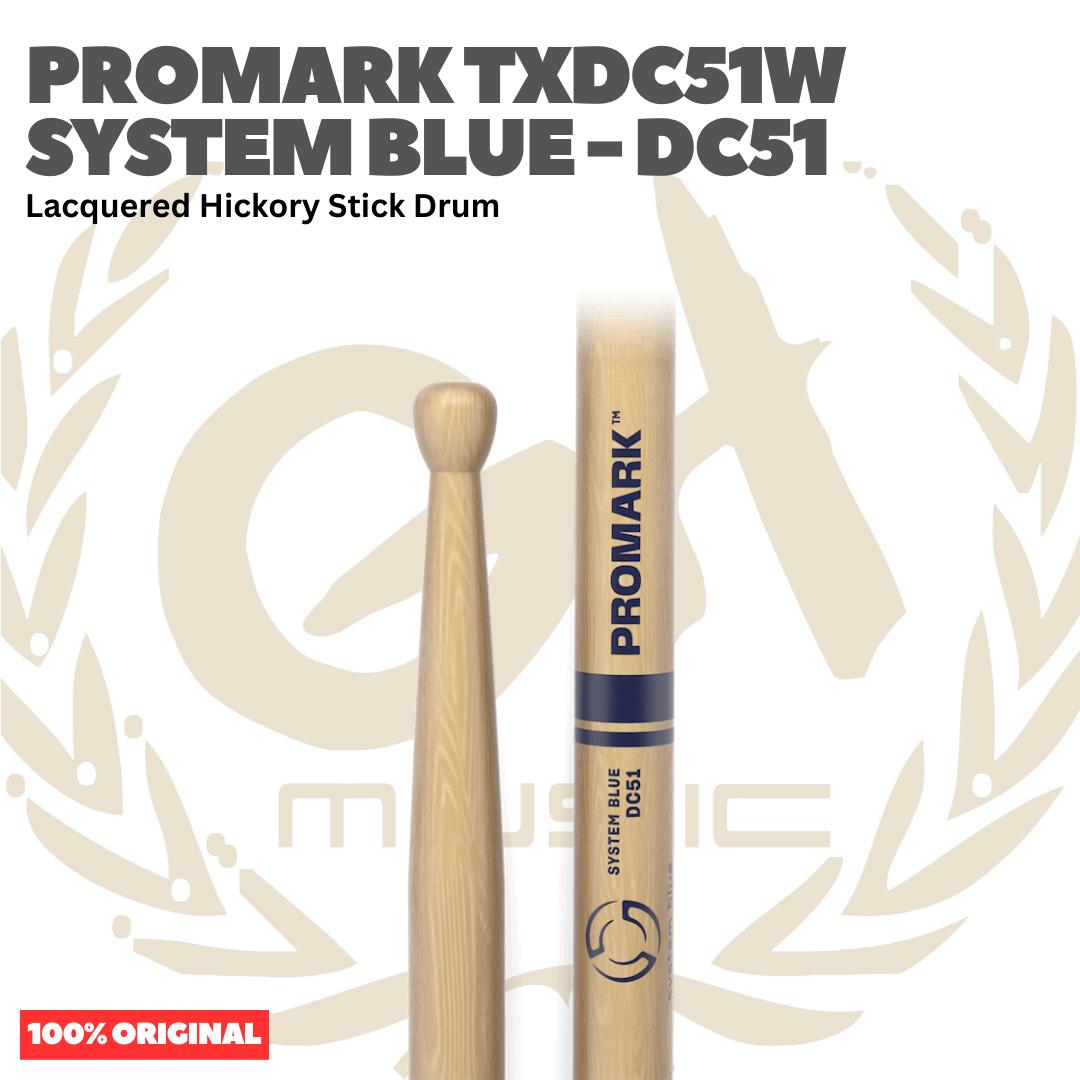 PROMARK DC51-SYS System Blue Lacquered Hickory Stick Drum - TXDC51W Stik Drum Original Asli