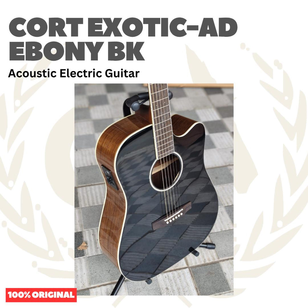 Cort Exotic-AD Ebony BK Acoustic Electric Guitar - Gitar Akustik dengan Preamp