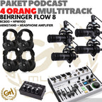 PAKET PODCAST 4 ORANG MULTI TRACK : BEHRINGER FLOW8 + MIC + HEADPHONE