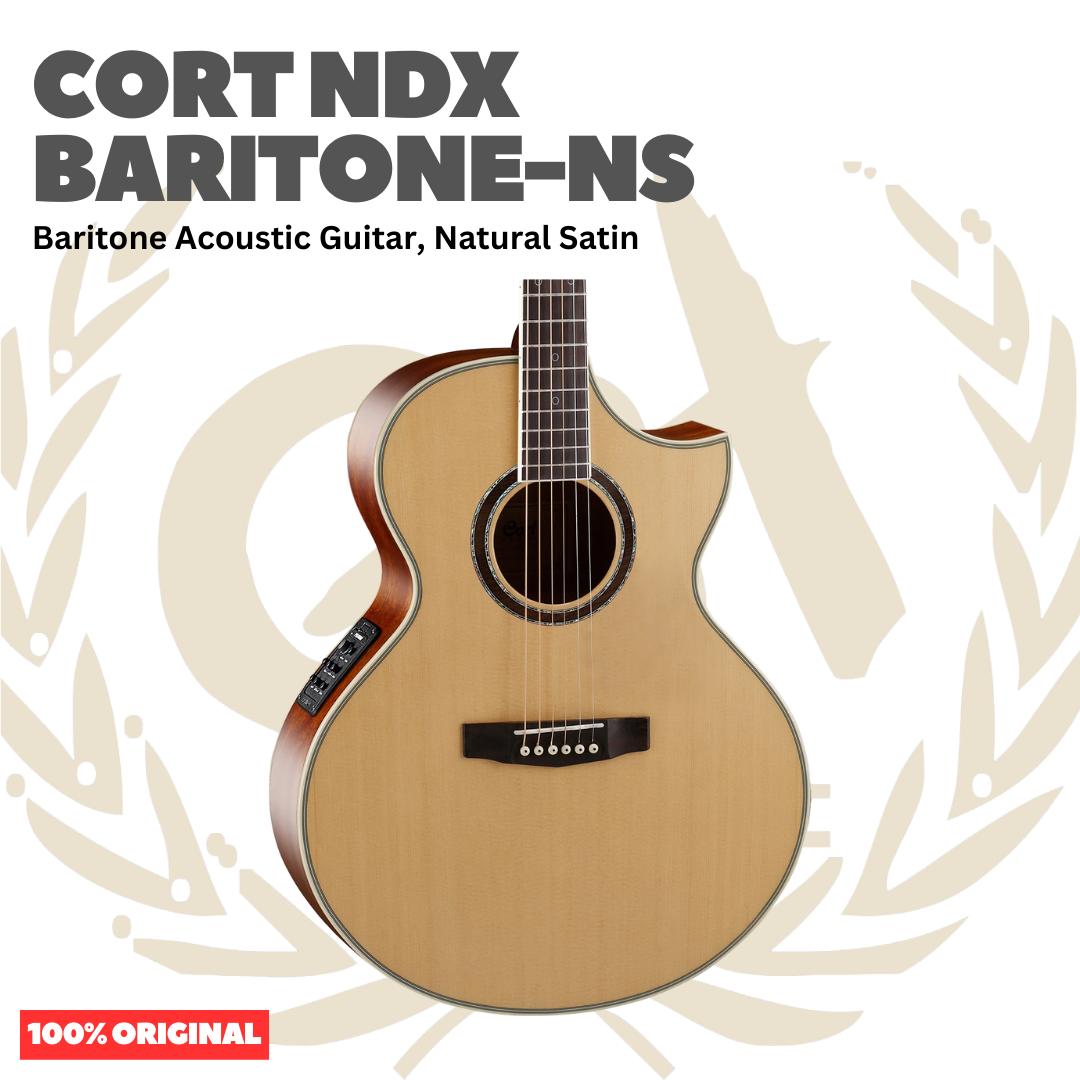 Cort NDX Baritone-NS Baritone Acoustic Guitar, Natural Satin - Gitar Akustik Baritone Low Standard Tuning Original Asli