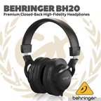 Behringer BH20 Premium Closed-Back High-Fidelity Headphones - Head phone BH-20 Asli