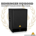 Behringer VQ1800D Active 500W 18" PA Subwoofer with Stereo Crossover
