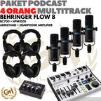 PAKET PODCAST 4 ORANG MULTI TRACK : BEHRINGER FLOW8 + MIC + HEADPHONE
