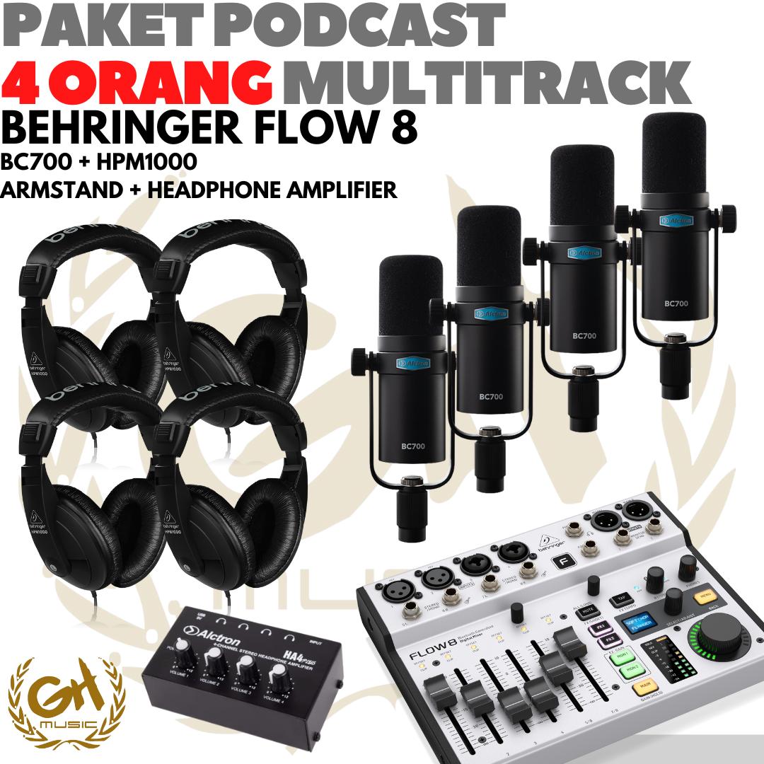 PAKET PODCAST 4 ORANG MULTI TRACK : BEHRINGER FLOW8 + MIC + HEADPHONE