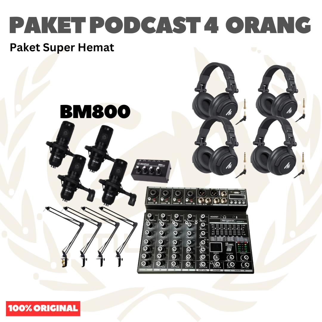 PAKET PODCAST 4 ORANG MURAH BERKUALITAS PM360 / BM800 Plus Headphone