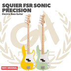 Squier FSR Sonic Precision Bass Guitar w/White Pickguard, Maple FB - Bass Listrik Elektrik Original Asli