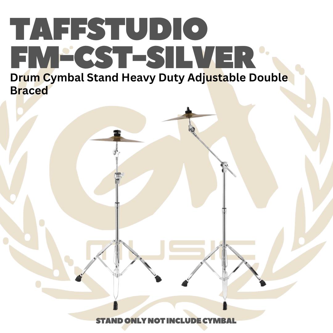 FM-CST Drum Cymbal Stand Heavy Duty Adjustable Double Braced - FM CST Stand Simbal Drum TAFF STUDIO FMCST SILVER