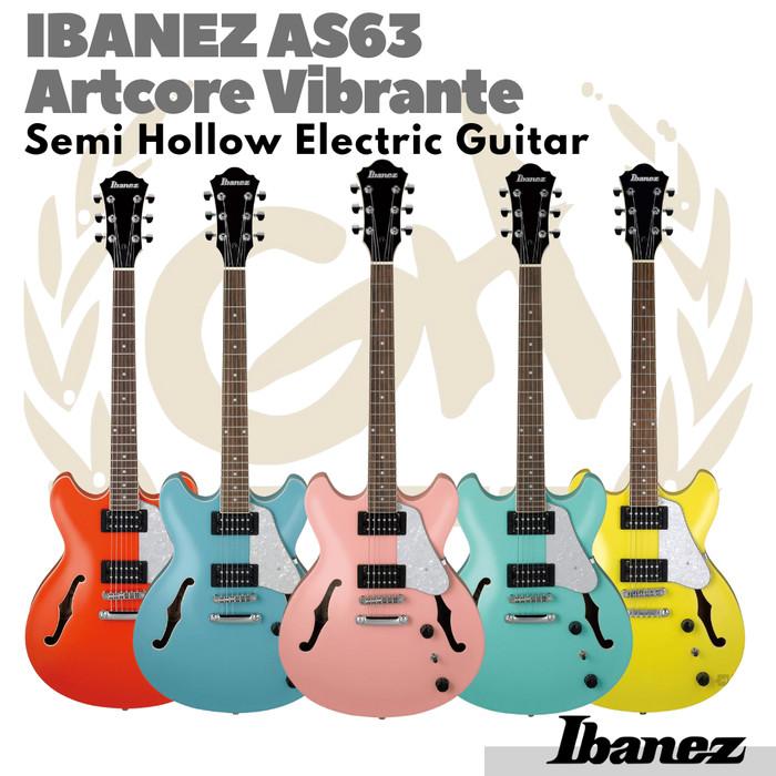 Ibanez AS63 Artcore Vibrante Semi Hollow Electric Guitar Gitar listrik