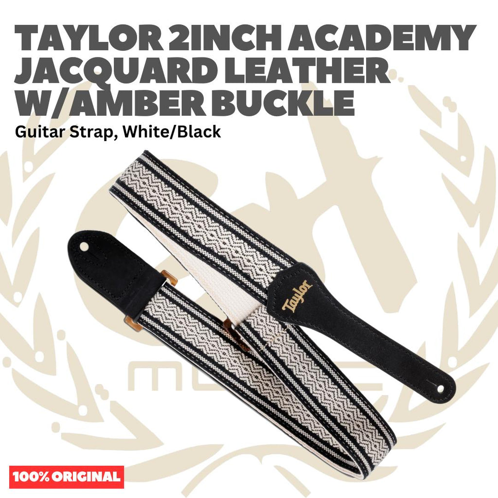 Taylor 2Inch Academy Jacquard Leather Guitar Strap w/Amber Buckle - Strap Gitar