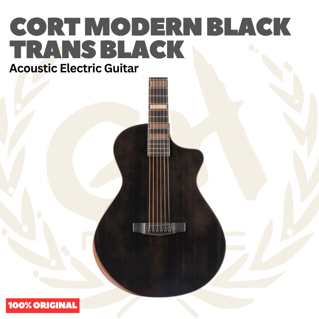 Cort Modern Black Trans Black Acoustic Electric Guitar w/Case - Gitar Akustik Elektrik